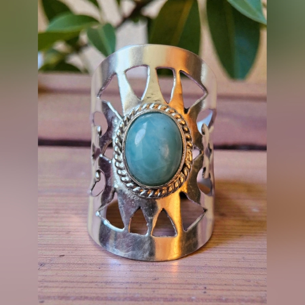 NWT Solid 925 Sterling Silver Larimar Ring